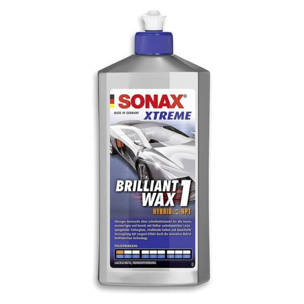 Sonax Brilliantwax 1 Hybrid NPT liquid hard wax bottle for car detailing
