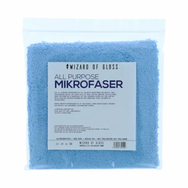 Wizard of Gloss All Purpose Hero Edgeless 2-Seiten Allroundtuch 360GSM 40x40cm Blau
