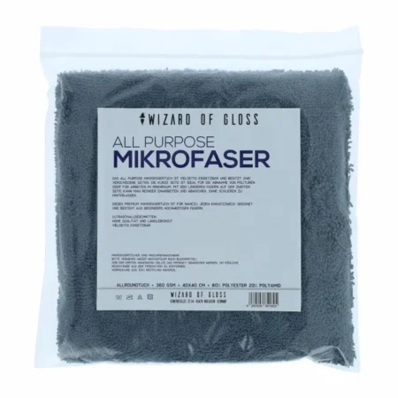 Wizard of Gloss All Purpose Hero Edgeless 2-Seiten Allroundtuch 360GSM 40x40cm Grau