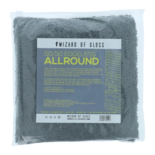 Wizard of Gloss Allround Hero Edgeless 2-Seiten Allroundtuch 450GSM 40x40cm Grau